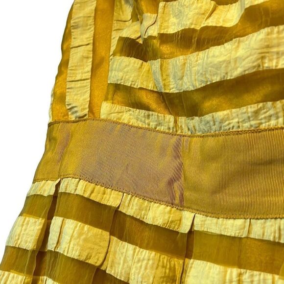 Yellow Striped Strapless Dress Cocktail Party Wedding Guest Occasion - Picture 3 of 5